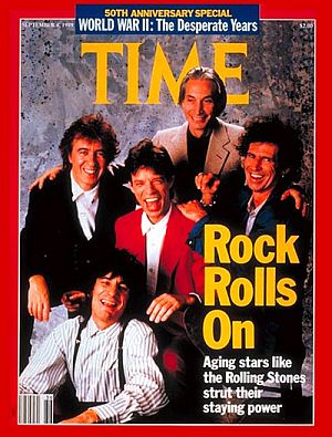 Just as the Rolling Stones were beginning their North America 'Steel Wheels' tour in 1989, they appeared on the cover of Time magazine, September 4th, 1989. Click for copy.