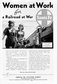 Sante Fe Railroad ad singing the praises of its women workers.