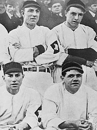 Ruth, bottom right, in his short-lived career with the Baltimore Orioles minor league team for a few months in 1914.