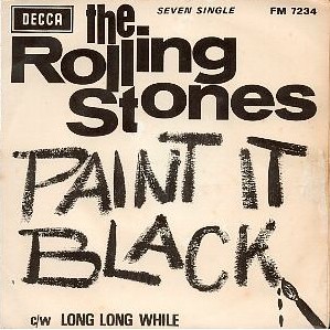 Record sleeve for ‘Paint It Black’ single issued in South Africa, 1966, with B-side, ‘Long Long While’. Click for digital.
