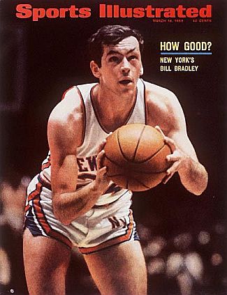 Bill Bradley on the March 18, 1968 cover of ‘Sports Illustrated,’ early in his ten-year career with the New York Knicks professional basketball team. Click for copy.