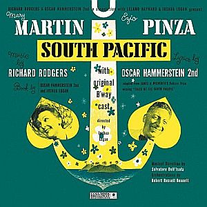 Cover of the cast album for Rodgers & Hammerstein’s 1949 production of ‘South Pacific’. Click for CD, cassette, or vinyl
