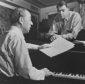 The composer Richard Rodgers, left, and the lyricist Oscar Hammerstein at work in 1953. 
