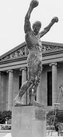 Rocky statue in 1982, atop Philadelphia Art Museum steps.