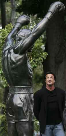 Sylvester Stallone with his Rocky likeness in Philadelphia at the 2006 ceremony.