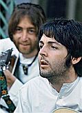John Lennon & Paul McCartney working on their music while in India, 1967.