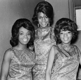 1960s photo of Martha & The Vandellas – from left: Annette Beard, Martha Reeves, and Rosalind Ashford at the Apollo Theater in Harlem.