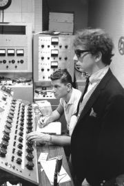 Phil Spector in L.A.’s Gold Star studio control room; Larry Levine at controls of 12-channel mixer, early 1960s. Ray Avery/Redferns.