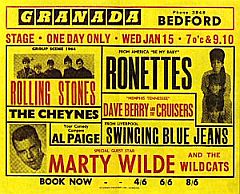 U.K. poster bill for Ronettes, Rolling Stones & others, January 1964.