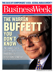 Warren Buffett on the cover of a July 1999 edition of "Business Week," part of the business press coverage of Buffett in the late 1990s.