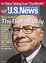 Warren Buffett's investing suc- cess being touted by "U.S. News & World Report," 2007.