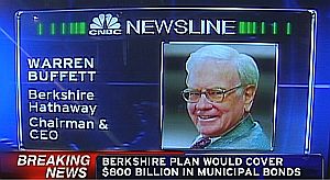 Screen shot from a 2008 CNBC television story featuring Warren Buffett, one of many such appearances there.