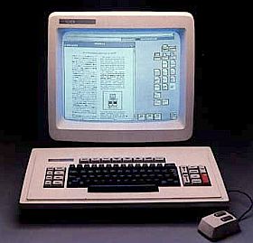 The Xerox “Alto” computer, using the first graphical user interface GUI system, which also became known as a “point & click,” using a “mouse” to send commands to on-screen images.