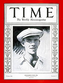 Ellsworth Vines, tennis star, featured on the cover of Time magazine, August 1, 1932.