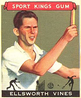 Ellsworth Vines depicted on a 1933 “Sport Kings” trading card from Goudey Gum Co.