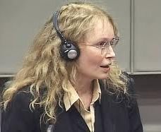 Mia Farrow testifying at trial of Charles Taylor, August 2010.