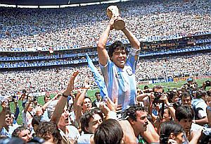 Diego Maradona bringing championship to Argentina.