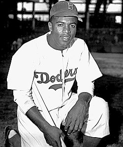 Jackie Robinson at his Major League debut with the Brooklyn Dodgers, April 15,1947.