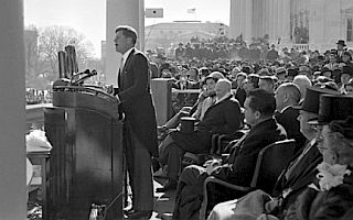 President John F. Kennedy delivering his inaugural address at the Capitol in Washington, D.C., January 20, 1961.