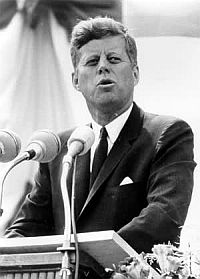 June 1963: JFK delivering his famous speech in West Berlin.