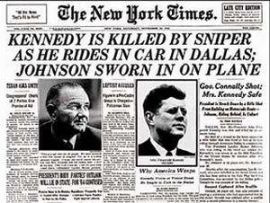 New York Times front page, November 23, 1963.