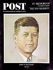 Rockwell’s last cover for the Post, Dec 1963, an earlier JFK portrait.