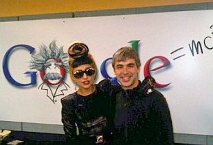 Lady Gaga with Google co-founder Larry Page, a photo she uploaded to the web the day of her visit in March 2011.