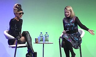 Lady Gaga at “Googleplex” session in Mountain View, CA, with Google V.P. Marissa Mayer, March 2011.