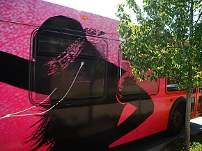 2007: iPod silhouette-style ad on Seattle, WA bus.
