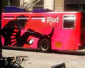 “Bus wrap” - iPod silhouette outdoor advertising. 