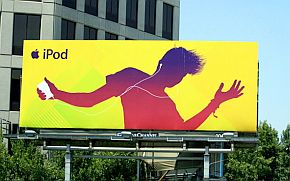 Apple iPod billboard ad in evolving silhouette style.