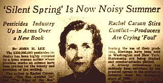 July 1962: New York Times front-page story and headlines on Rachel Carson’s then-forthcoming book, “Silent Spring.”  