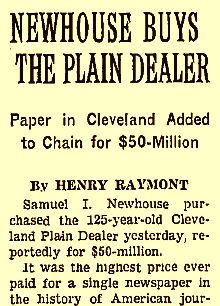 1967: Sam Newhouse acquired ‘The Cleveland Plain Dealer’ newspaper.