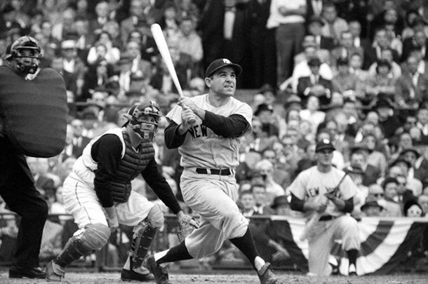 Yogi Berra hitting a 3-run home run for the New York Yankees against the Pittsburgh Pirates at Forbes Field in the 6th inning of Game 7 of the 1960 World Series. Photo: Neil Leifer / Sports Illustrated.