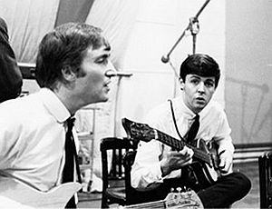 John Lennon & Paul McCartney working on their music at Abbey Road studios, London, September 1962.