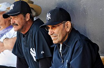 Spring training, 2011: Ron Guidry left, Yogi Berra, right.  Photo, Barton Silverman/New York Times.