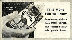 Enlarged section from above ad showing pack of Camel cigarettes.