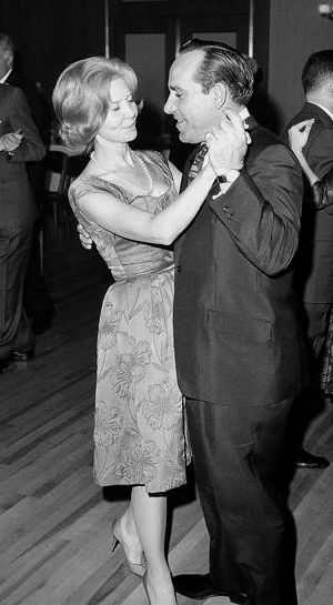 Dec 1963: NY Yankees then-manager, Yogi Berra, dances with wife Carmen at the annual Baseball Writers' dinner in NY City. (AP photo).