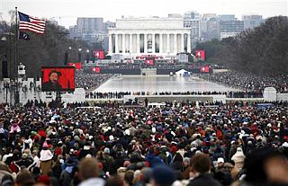 January 18, 2009: Scene around the Lincoln Memorial in Washington, D.C. during inaugural concert & festivities.