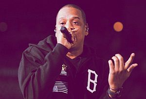 Rapper and music mogul Jay-Z performing at Obama campaign rally in Columbus, Ohio, 5 November 2012.