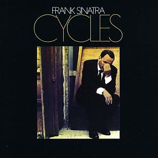 Frank Sinatra, looking a little “life weary” in a troubled pose on the cover of a “Cycles” single sleeve. Click for album or singles.