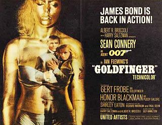 Theatrical poster advertising the “Goldfinger” film.
