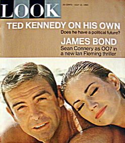 By July 1965, Sean Connery, with French co-star Claudine Auger, appeared on the cover of Look magazine at the filming of the next Bond film, “Thunderball.” Click for magazine.