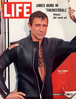 Life magazine, in January 1966, put Sean Connery on its cover as “Thunderball” was playing in theaters. He had been photographed earlier at the film’s shooting in the Bahamas.