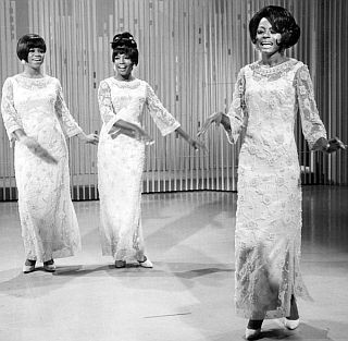 The Supremes performing "My World Is Empty Without You" on “The Ed Sullivan Show” in 1966: Diana Ross (right), Mary Wilson (center), Florence Ballard (left). Click for 'Anthology' CD.