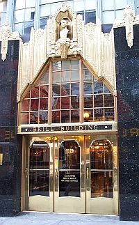 Brill Building entrance in New York city at 1619 Broadway. 