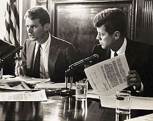 1957: RFK & JFK during Senate Racketts hearings, then  investigating crime infiltration of labor unions.