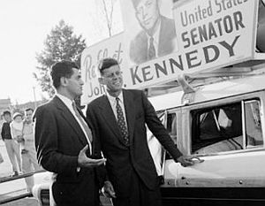 1958: Senator John F. Kennedy in New Bedford, MA during his 1958 senate re-election campaign.