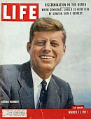 March 11, 1957: JFK on the cover of Life magazine, with featured article he wrote, “Where Democrats Should Go From Here.”