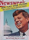 June 23, 1958: JFK on the cover of Newsweek magazine with taglines: “Jack Kennedy - Shadows of ’60" / “Out in Front? Out on a Limb?”